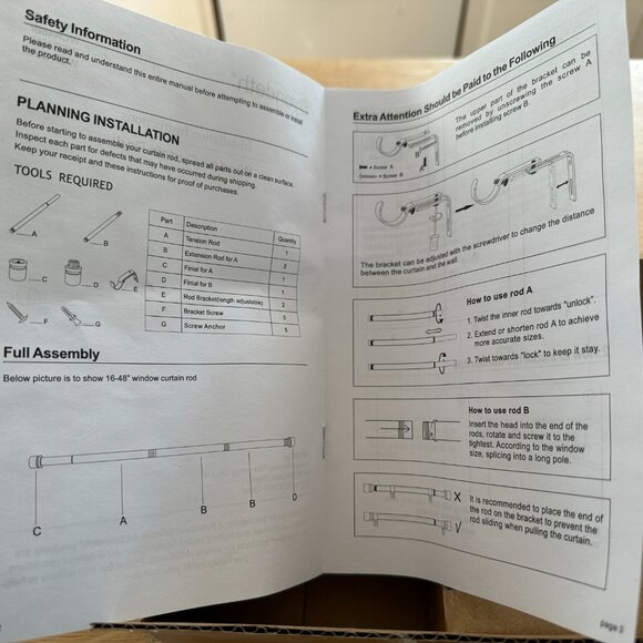 Pair of curtain rods - white, 1" x 16-48" - Picture 5 of 5